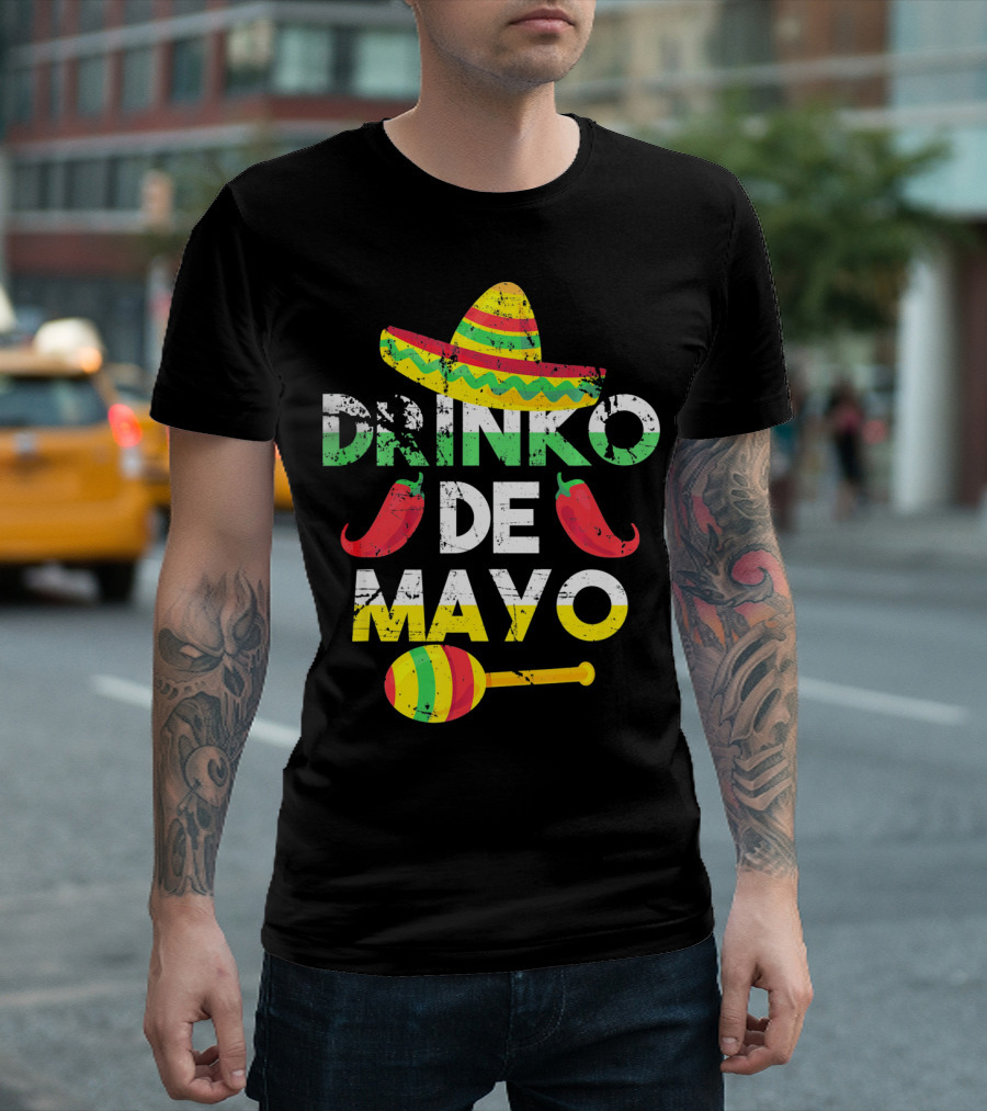 Cinco de Mayo Drinko de Mayo Sombrero Peppers Maracas T-Shirt