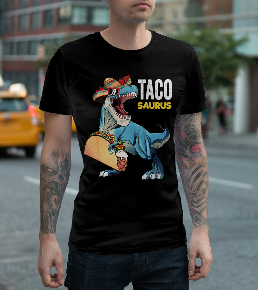 Taco Tuesday Cinco De Tacosaurus Dinosaur Sombrero T-Shirt