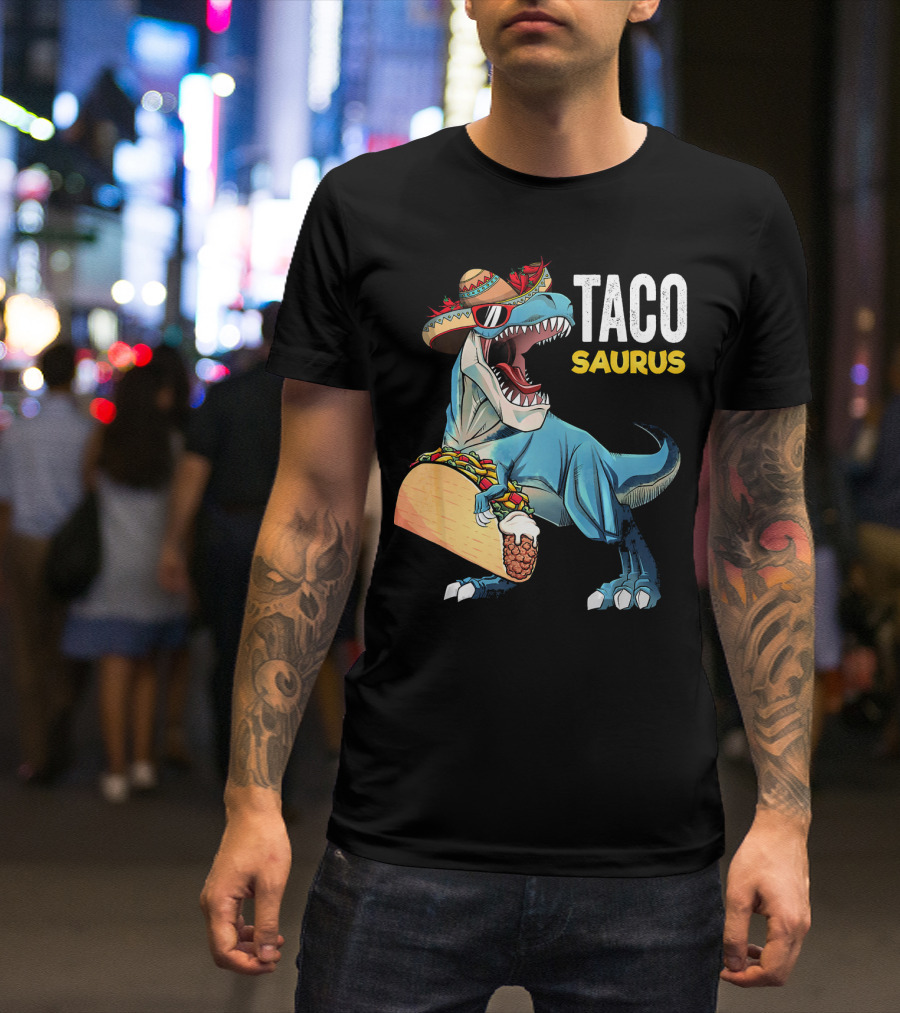 Taco Tuesday Cinco De Tacosaurus Dinosaur Sombrero T-Shirt