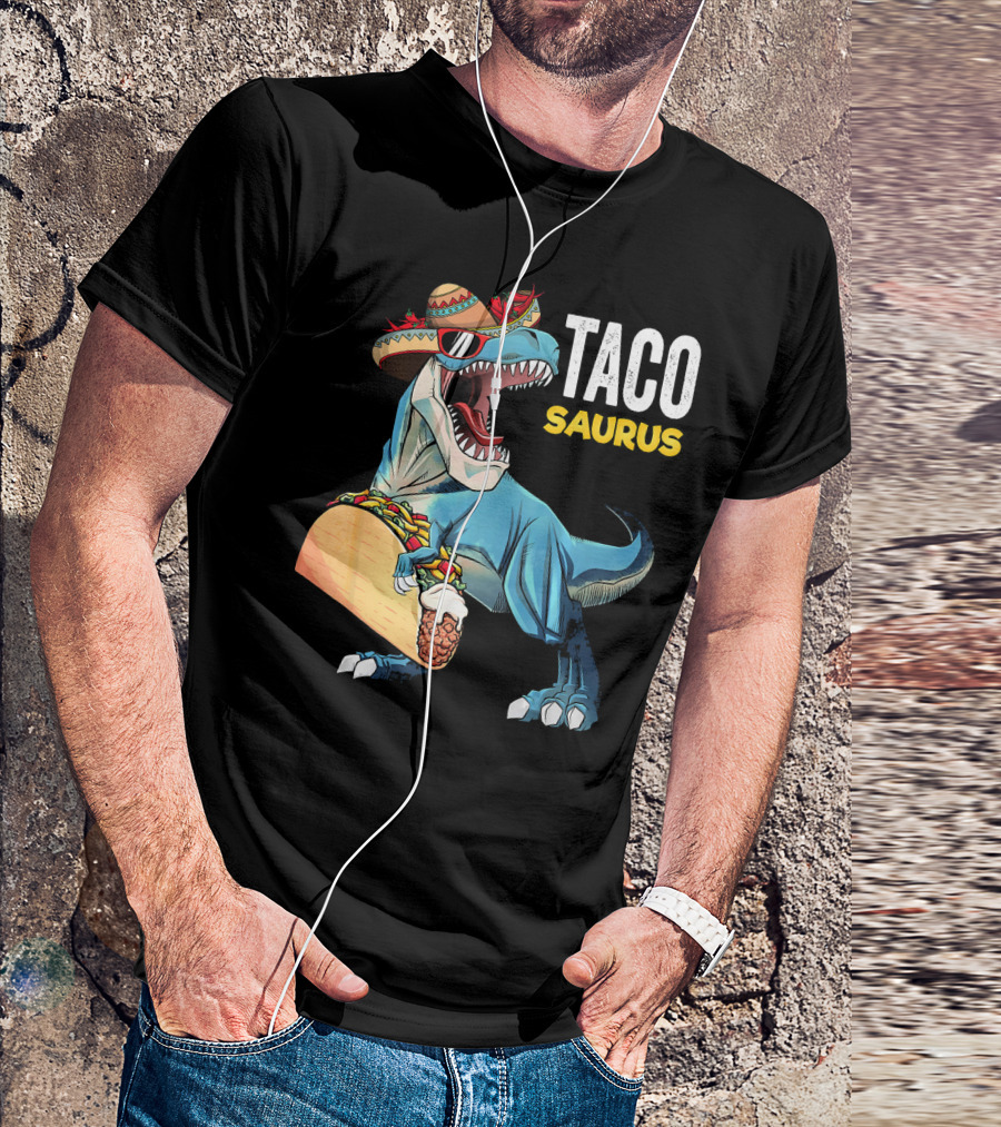 Taco Tuesday Cinco De Tacosaurus Dinosaur Sombrero T-Shirt