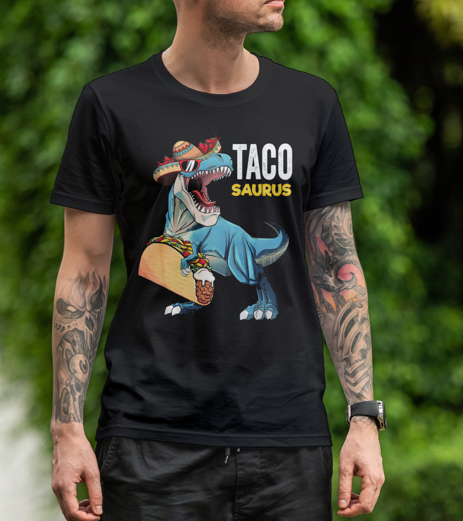 Taco Tuesday Cinco De Tacosaurus Dinosaur Sombrero T-Shirt