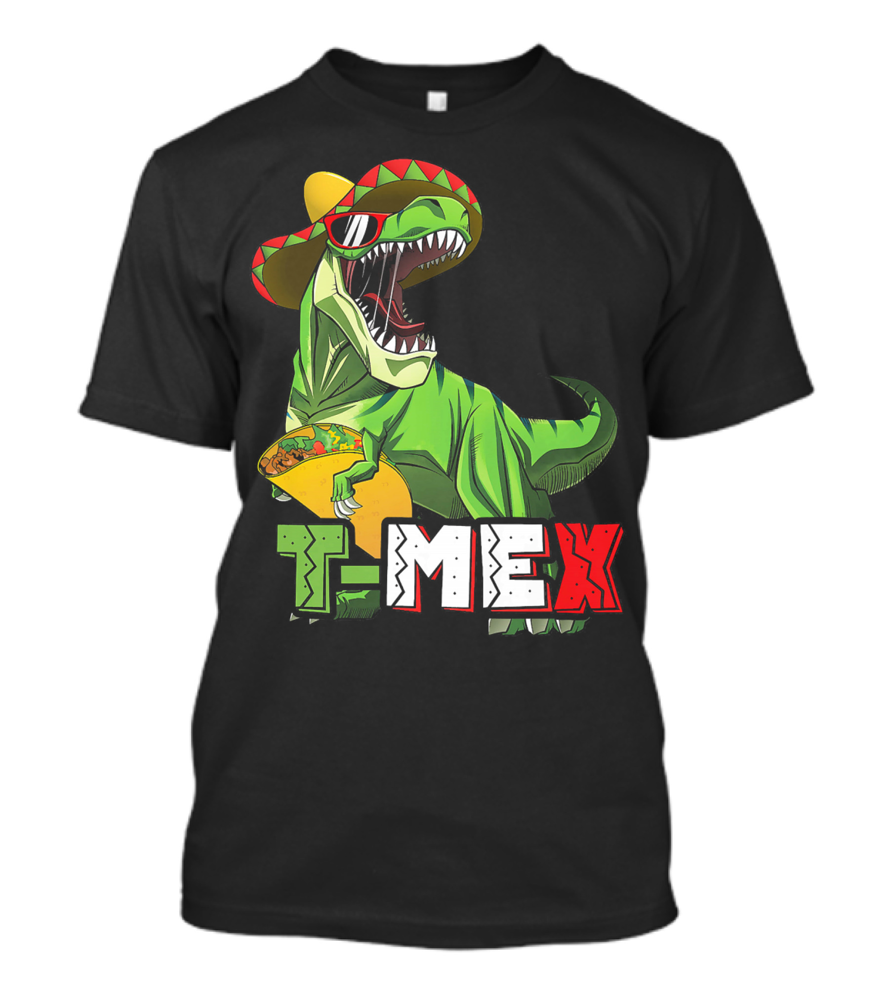 T-Mex Dinosaur Taco Holding Sombrero Sunglasses Kids Taco Tuesday Cinco T-Shirt