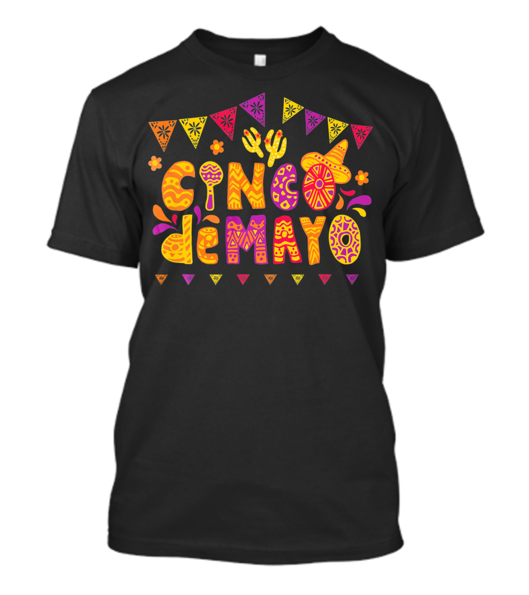 Cinco De Mayo Fiesta Celebration With Cactus And Sombrero T-Shirt