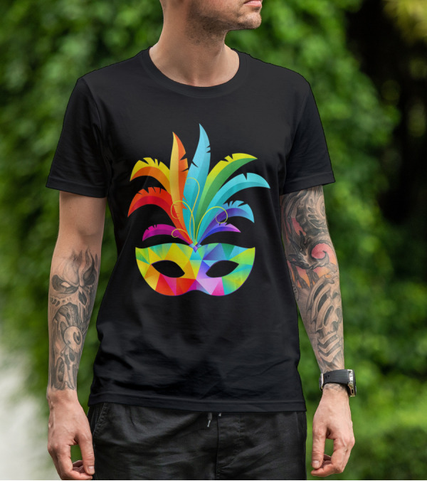 Colorful Carnival Mask Carnaval Rio De Janeiro Feathered Festival T-Shirt
