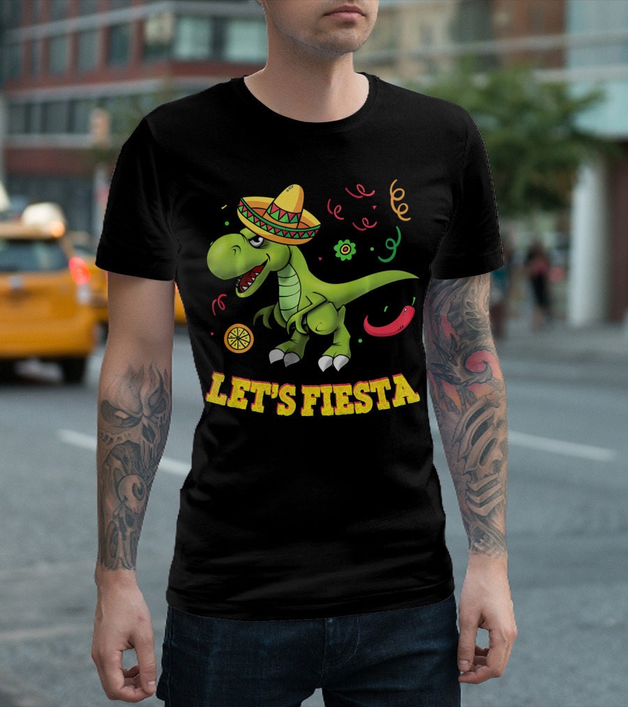 Let's Fiesta T Rex Cinco De Mayo Tyrannosaurus Sombrero T-Shirt