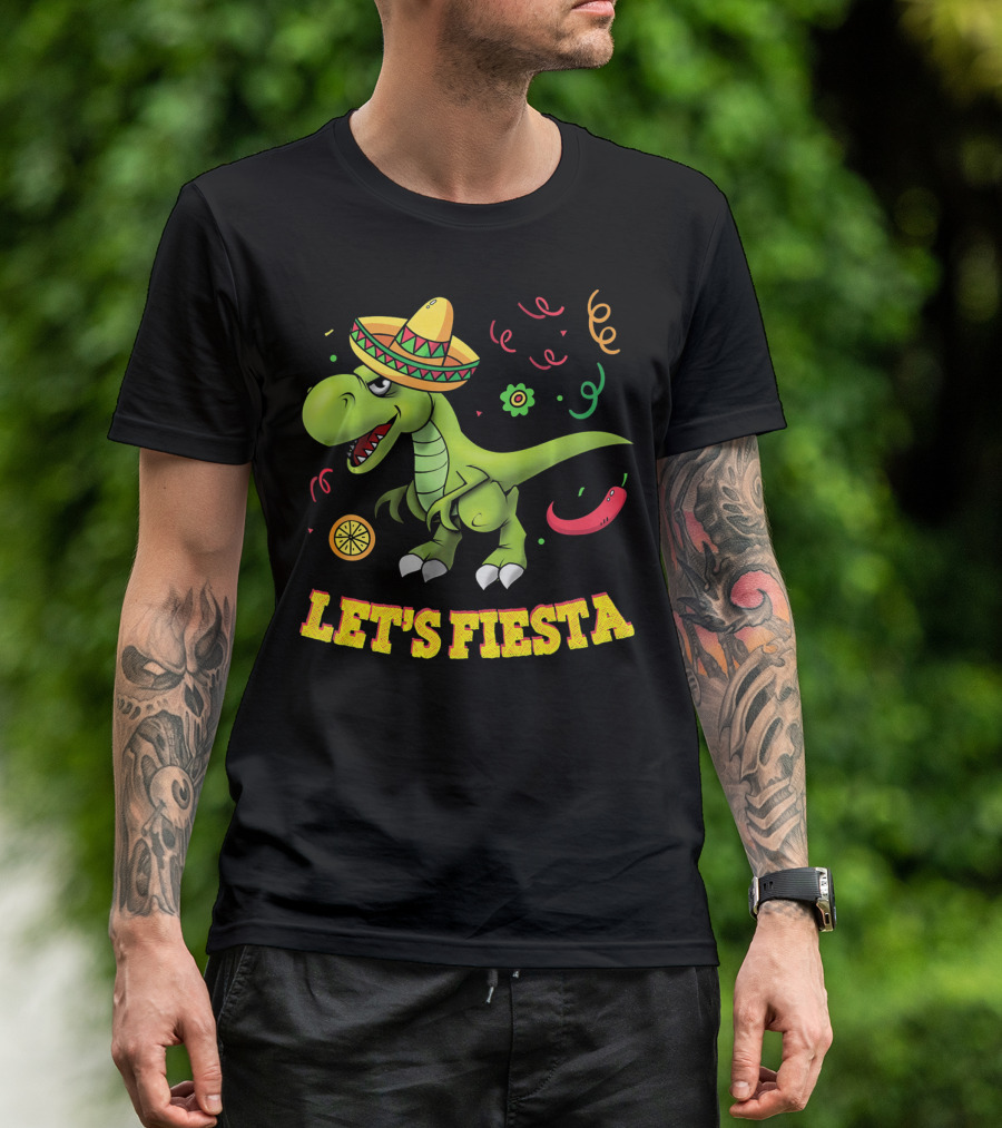 Let's Fiesta T Rex Cinco De Mayo Tyrannosaurus Sombrero T-Shirt