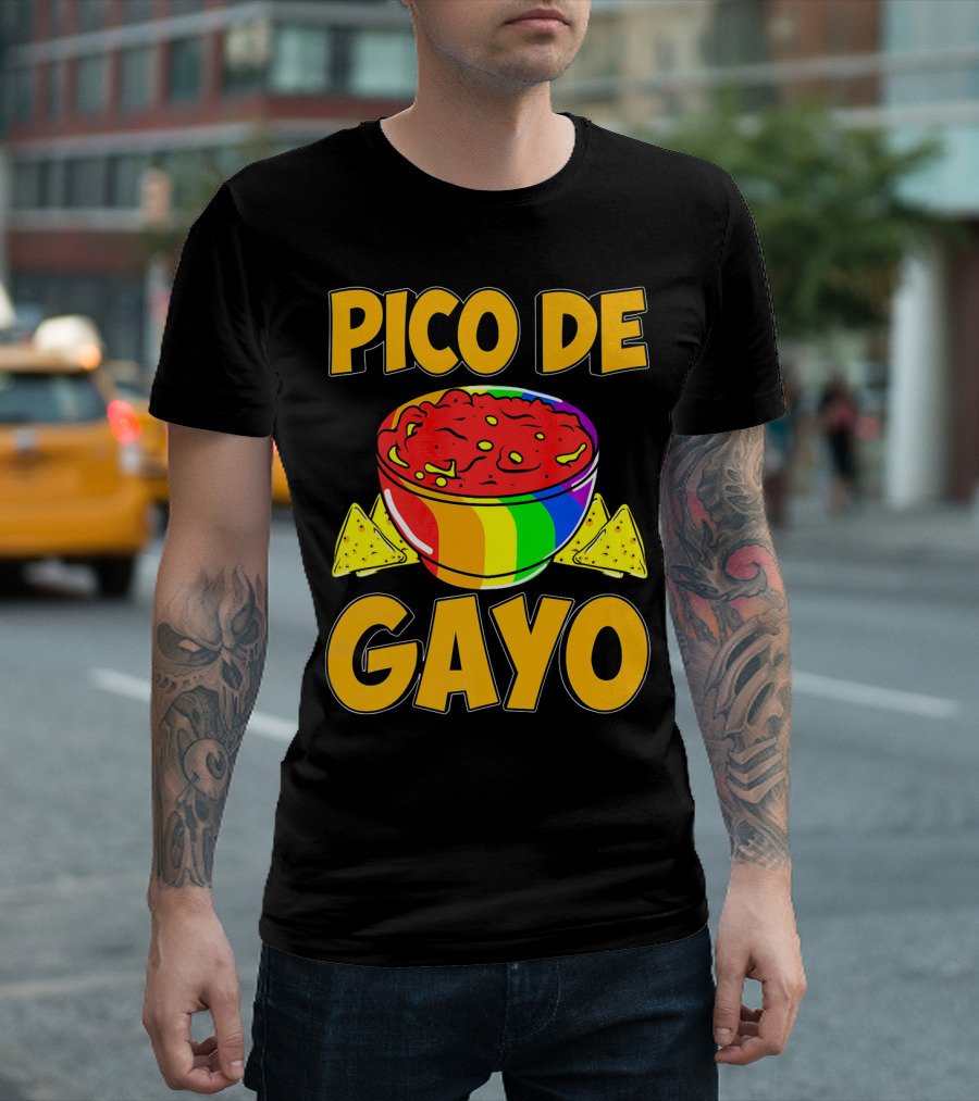 Pico De Gayo Cinco De Mayo Rainbow Salsa Bowl And Tortilla Chips T-Shirt