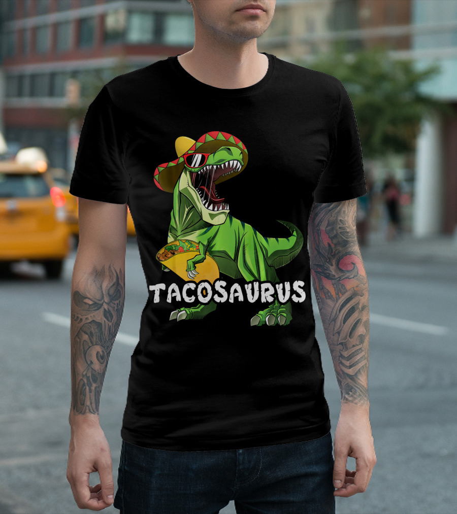 Tacosaurus Cinco De Mayo Rex Tac Dinosaur Sombrero Taco T-Shirt