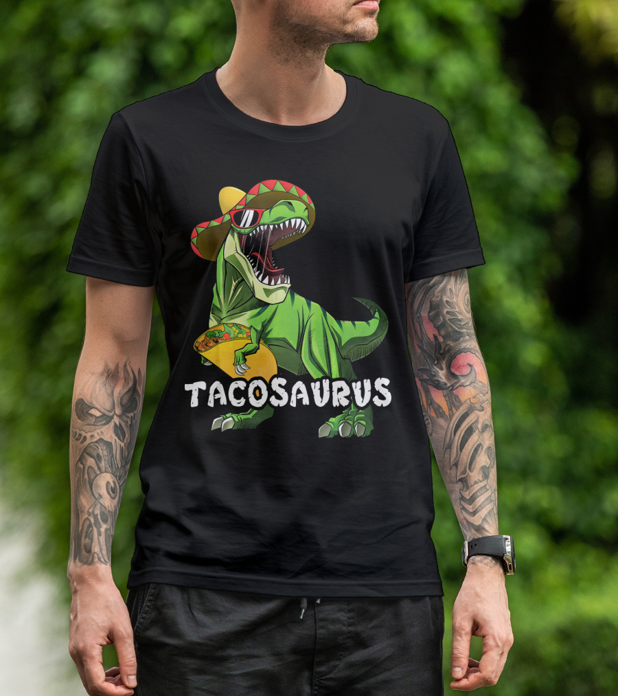 Tacosaurus Cinco De Mayo Rex Tac Dinosaur Sombrero Taco T-Shirt