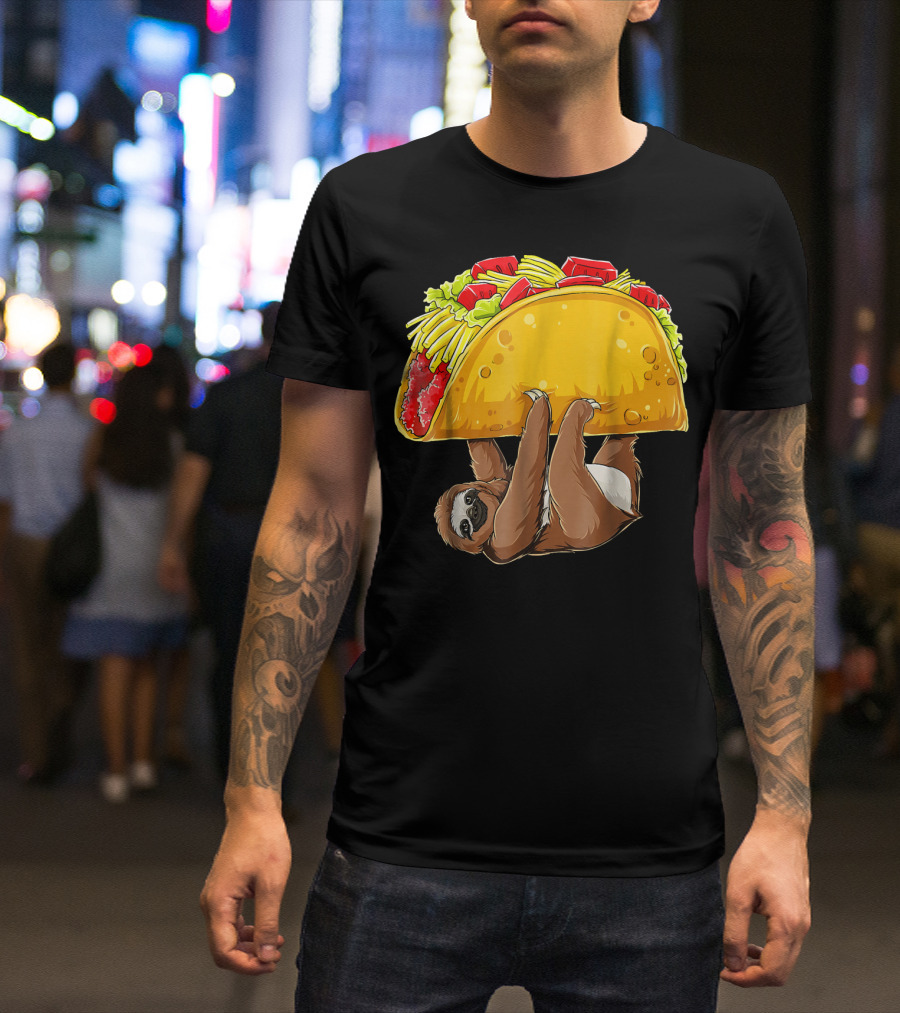 Sloth Hanging From Giant Taco Cinco De Mayo T-Shirt