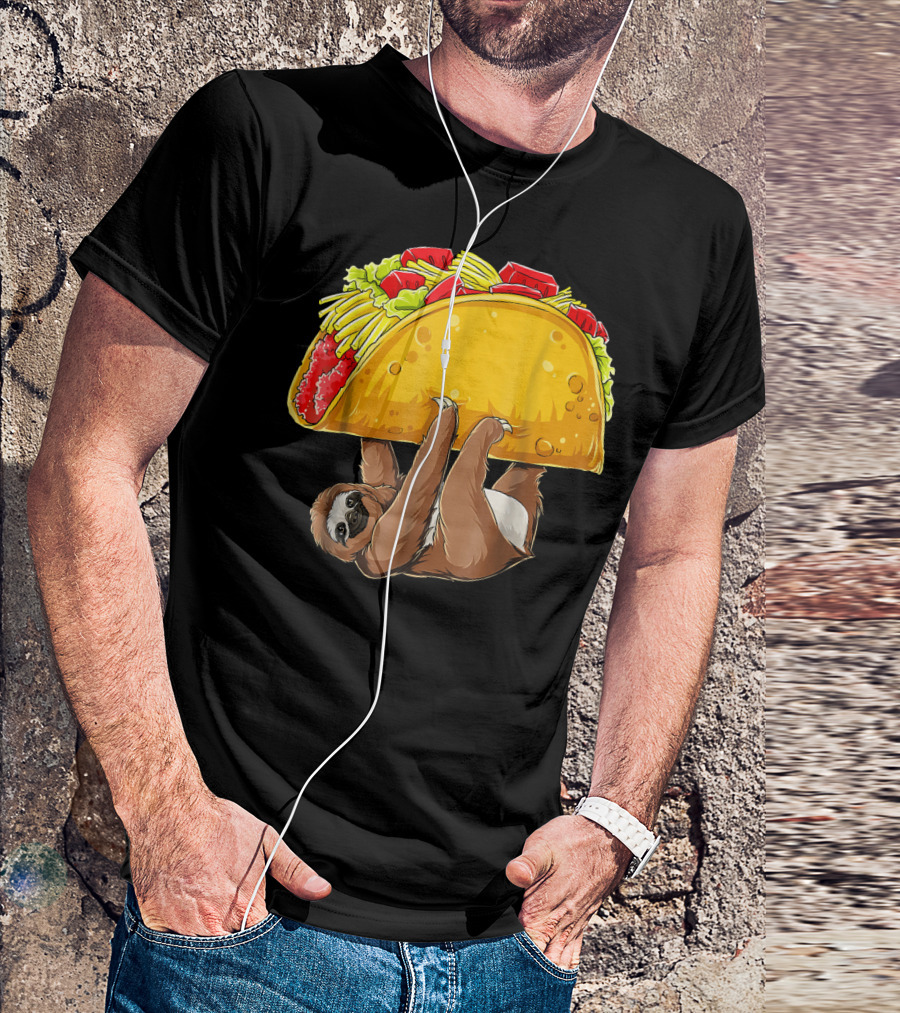 Sloth Hanging From Giant Taco Cinco De Mayo T-Shirt