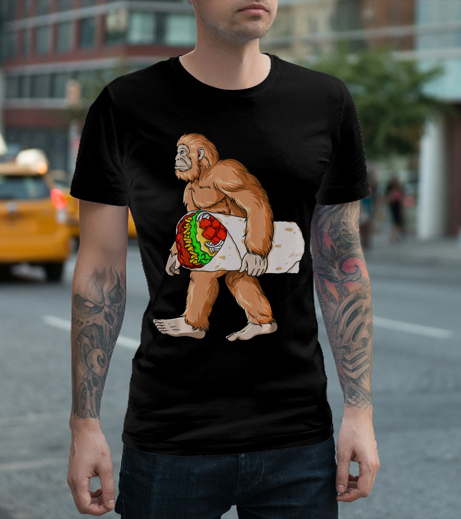 Bigfoot Carrying Burrito Sasquatch Cinco De Mayo T-Shirt