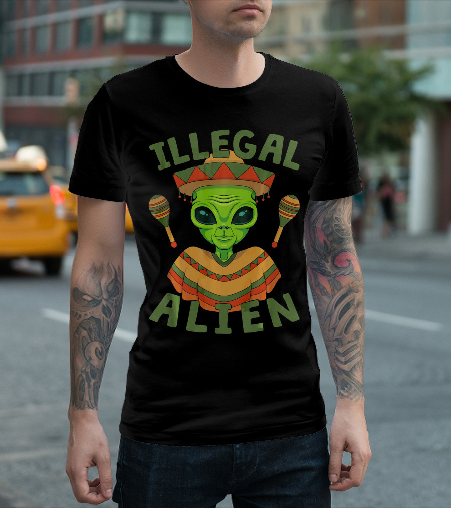 Illegal Alien in Sombrero with Maracas for Cinco De Mayo T-Shirt