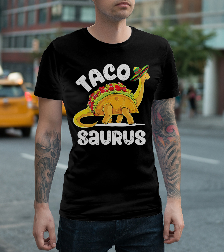 Tacosaurus Sombrero Cinco De Mayo Taco Dinosaur T-Shirt
