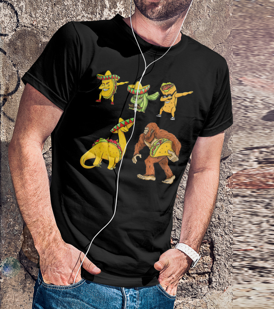 Cinco De Mayo Taco Cactus Burrito Dinosaur Sombrero Bigfoot T-Shirt