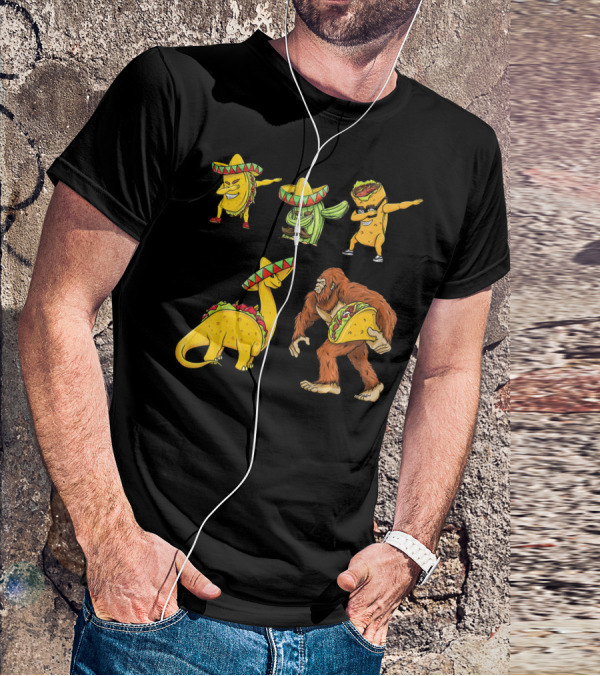 Cinco De Mayo Taco Cactus Burrito Dinosaur Sombrero Bigfoot T-Shirt