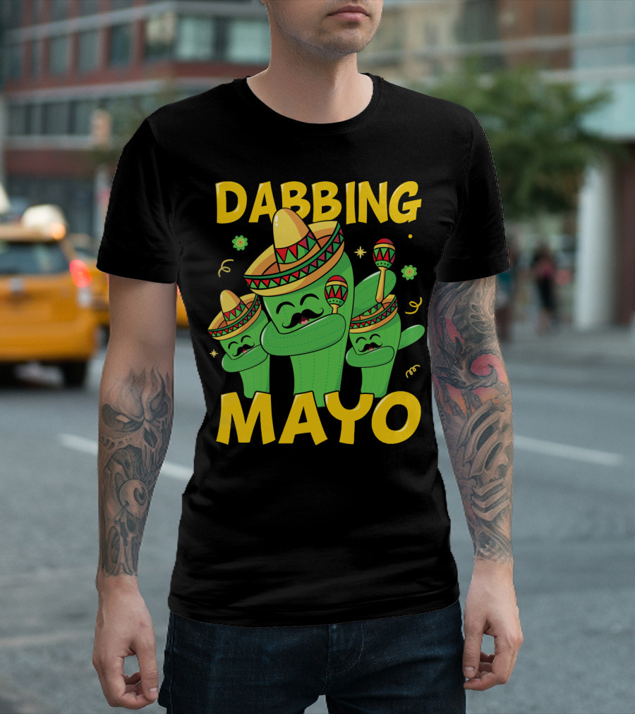 Dabbing Mayo Cactus with Sombrero and Maracas T-Shirt