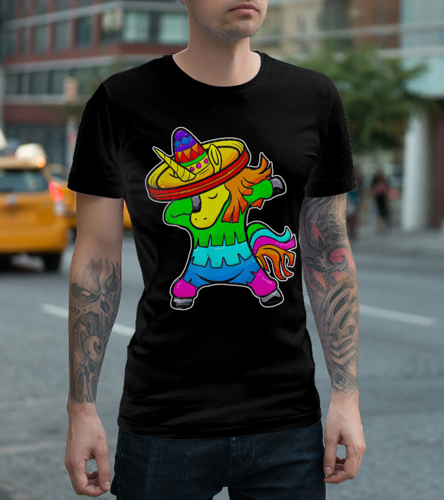 Cinco de Mayo Dabbing Unicorn Sombrero Fiesta T-Shirt