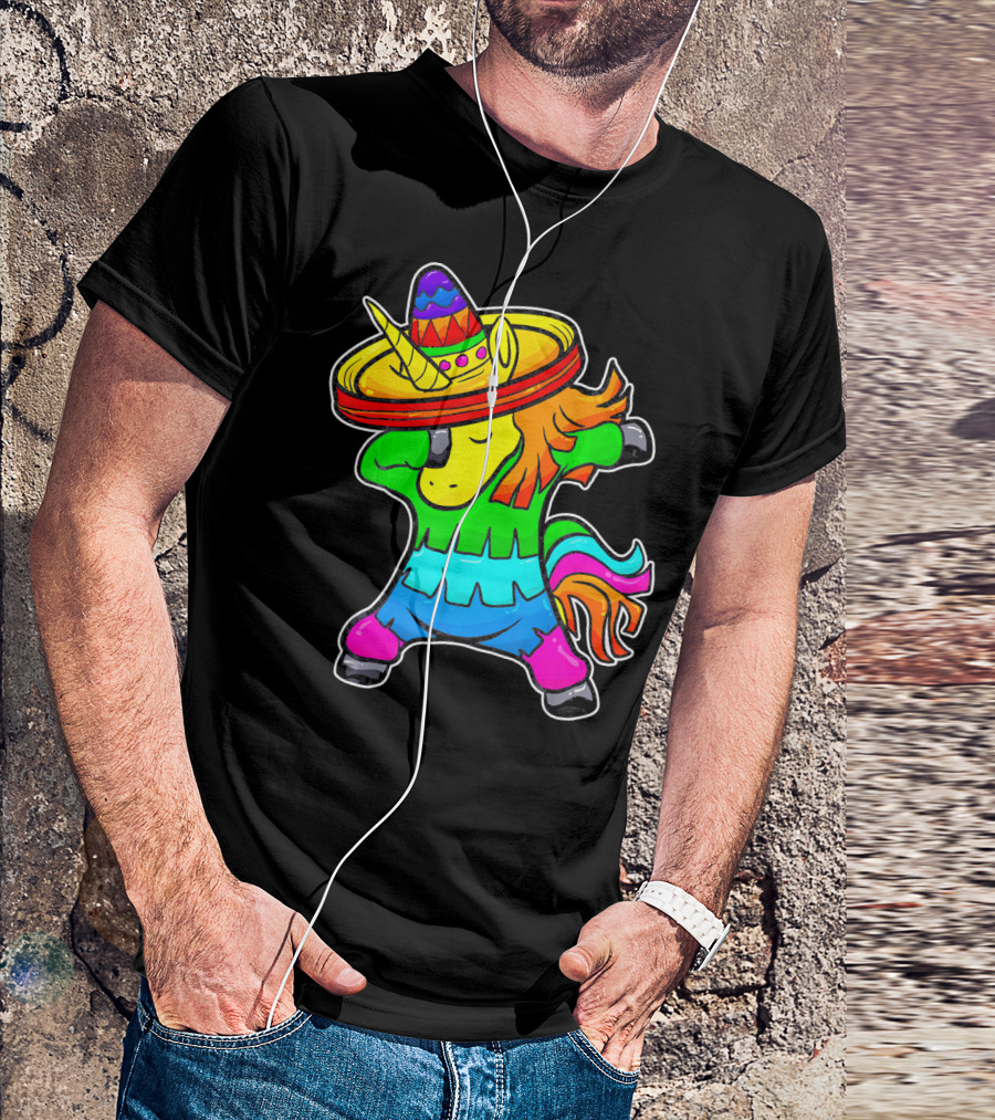 Cinco De Mayo Dabbing Unicorn Sombrero Fiesta T-Shirt