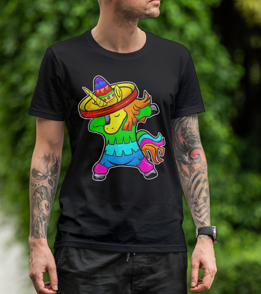 Cinco De Mayo Dabbing Unicorn Sombrero Fiesta T-Shirt