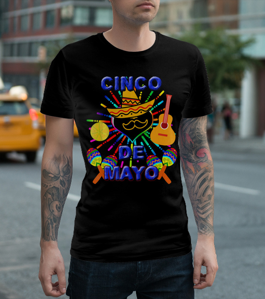 CINCO DE MAYO LOCO MEXIC SOMBRERO GUITAR MARIACHI CELEBRATE FUNNY T-Shirt