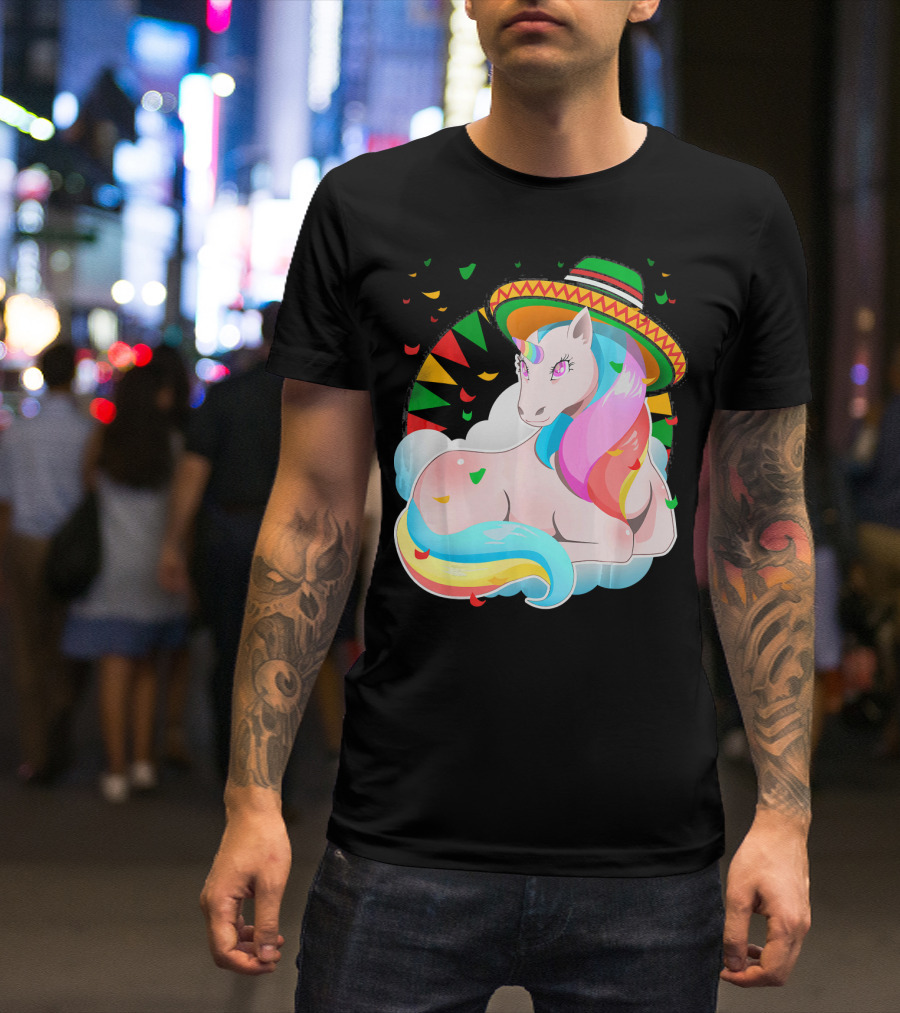 Cinco De Mayo Magical Unicorn Sombrero T-Shirt