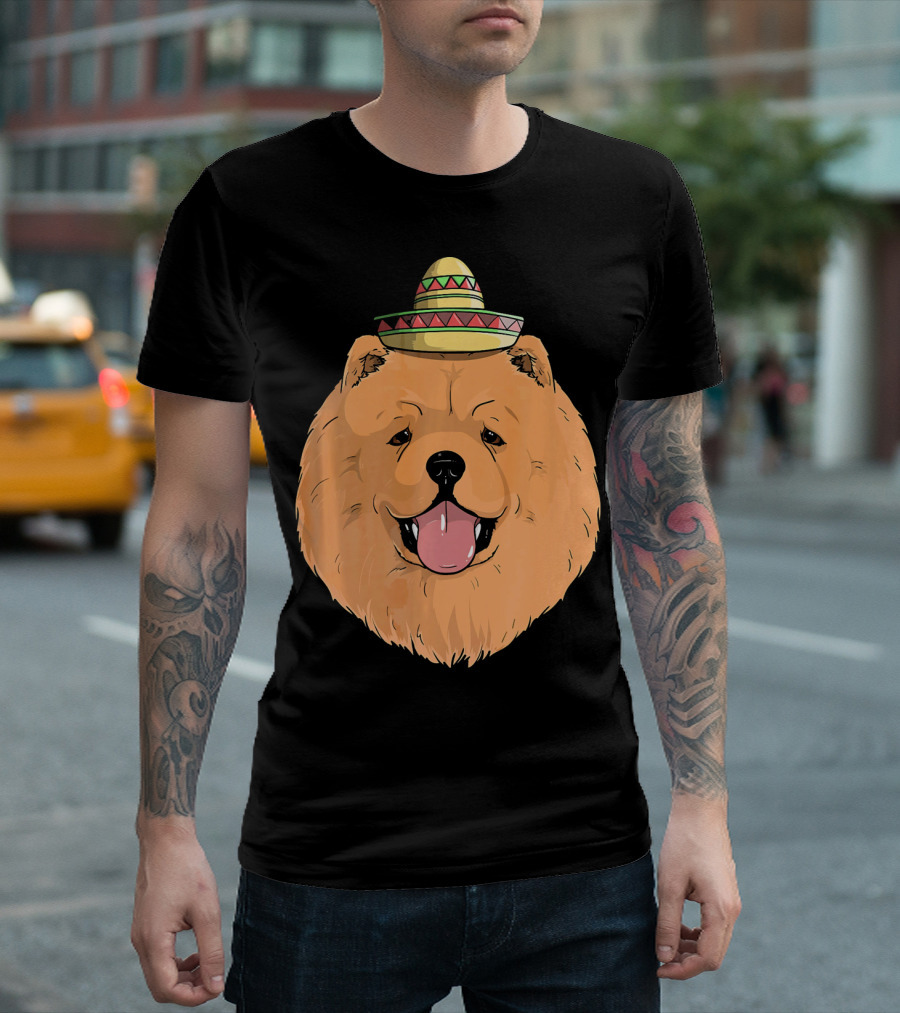 Chow Chow Dog Sombrero Fiesta Cinco De Mayo T-Shirt