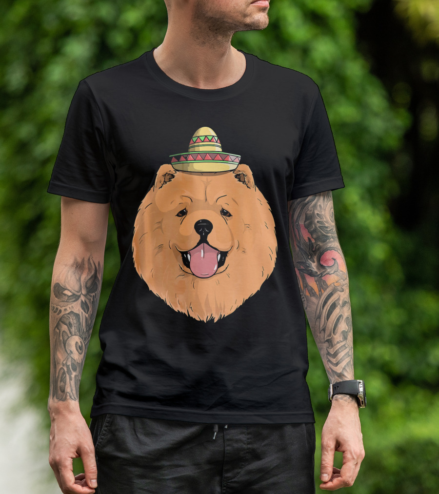 Chow Chow Dog Sombrero Fiesta Cinco De Mayo T-Shirt