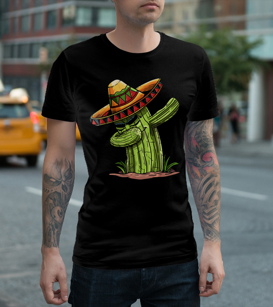 Dabbing Cactus Sombrero Funny Cinco de Mayo T-Shirt