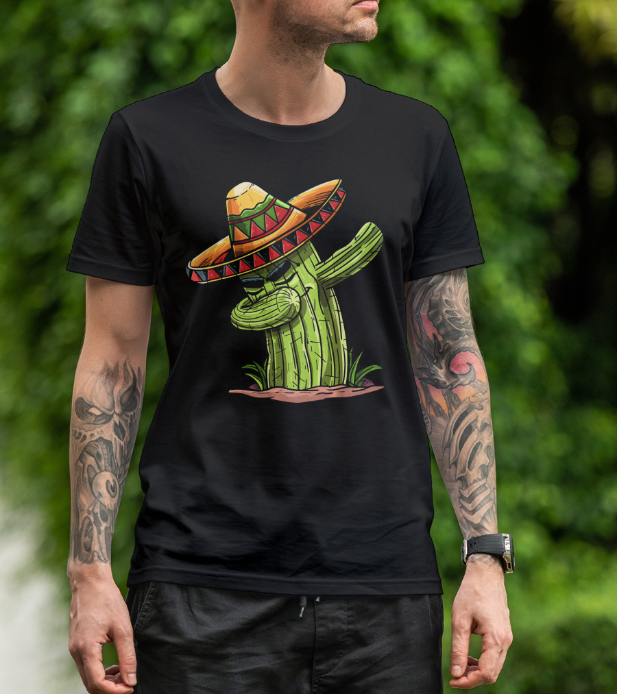 Dabbing Cactus Sombrero Funny Cinco De Mayo T-Shirt