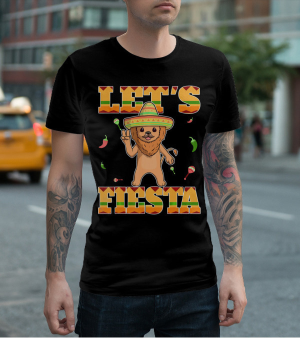 Let's Fiesta Lion Sombrero Peppers Maracas Mexican Cinco De Mayo T-Shirt