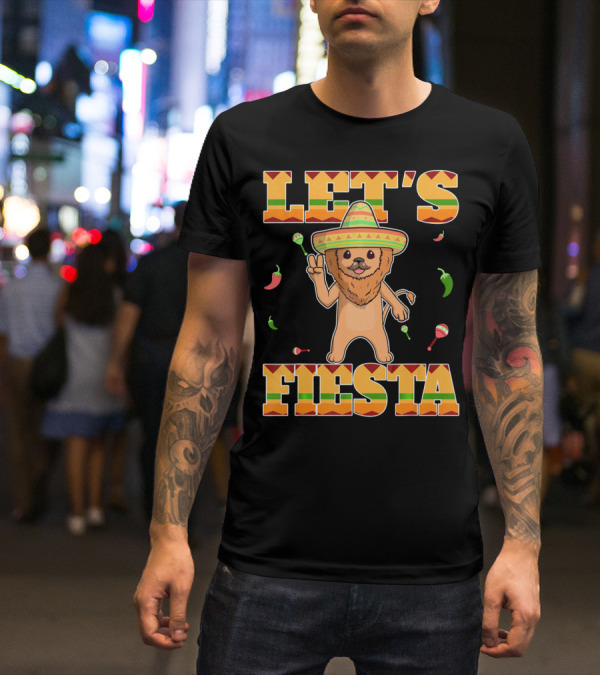 Let's Fiesta Lion Sombrero Peppers Maracas Mexican Cinco De Mayo T-Shirt