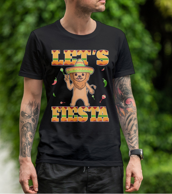 Let's Fiesta Lion Sombrero Peppers Maracas Mexican Cinco De Mayo T-Shirt