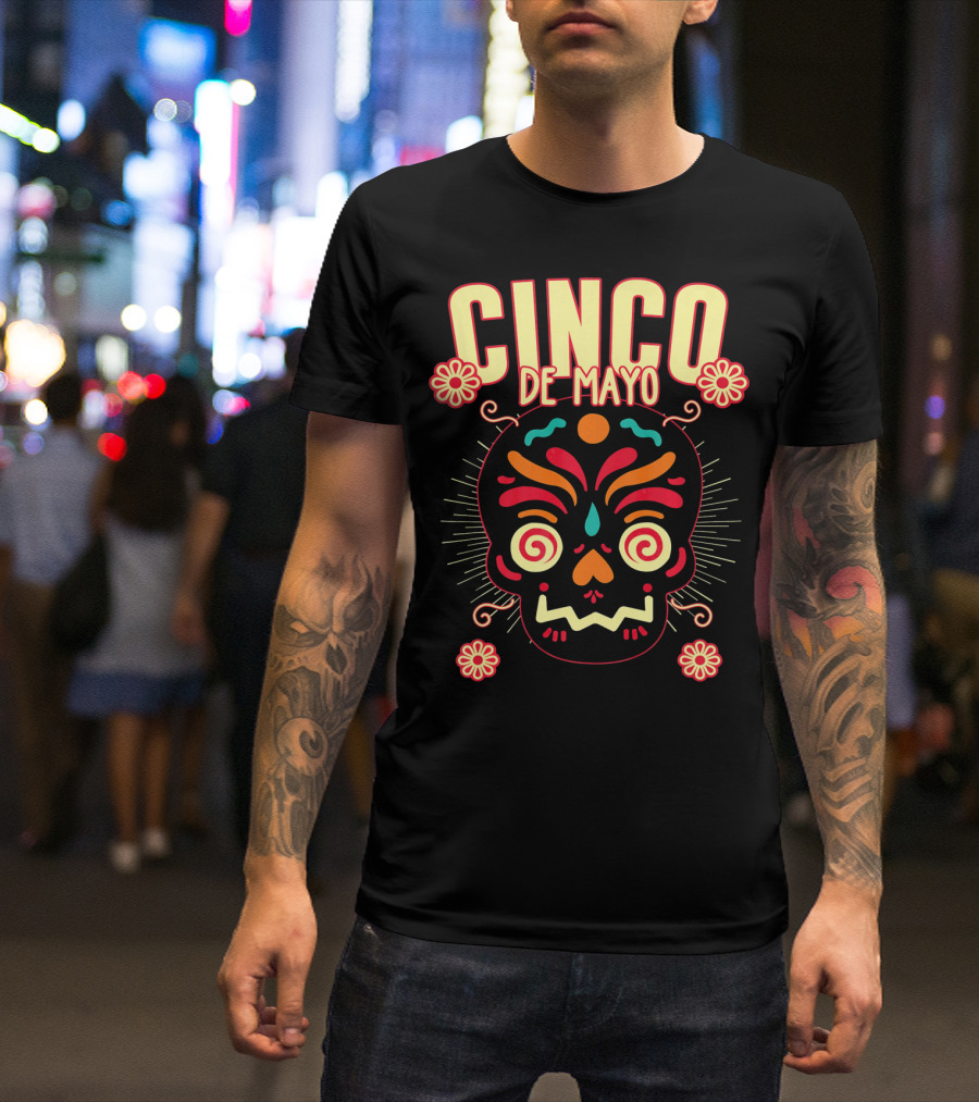 Cinco De Mayo Skull Design For Senor Senora And Sen T-Shirt