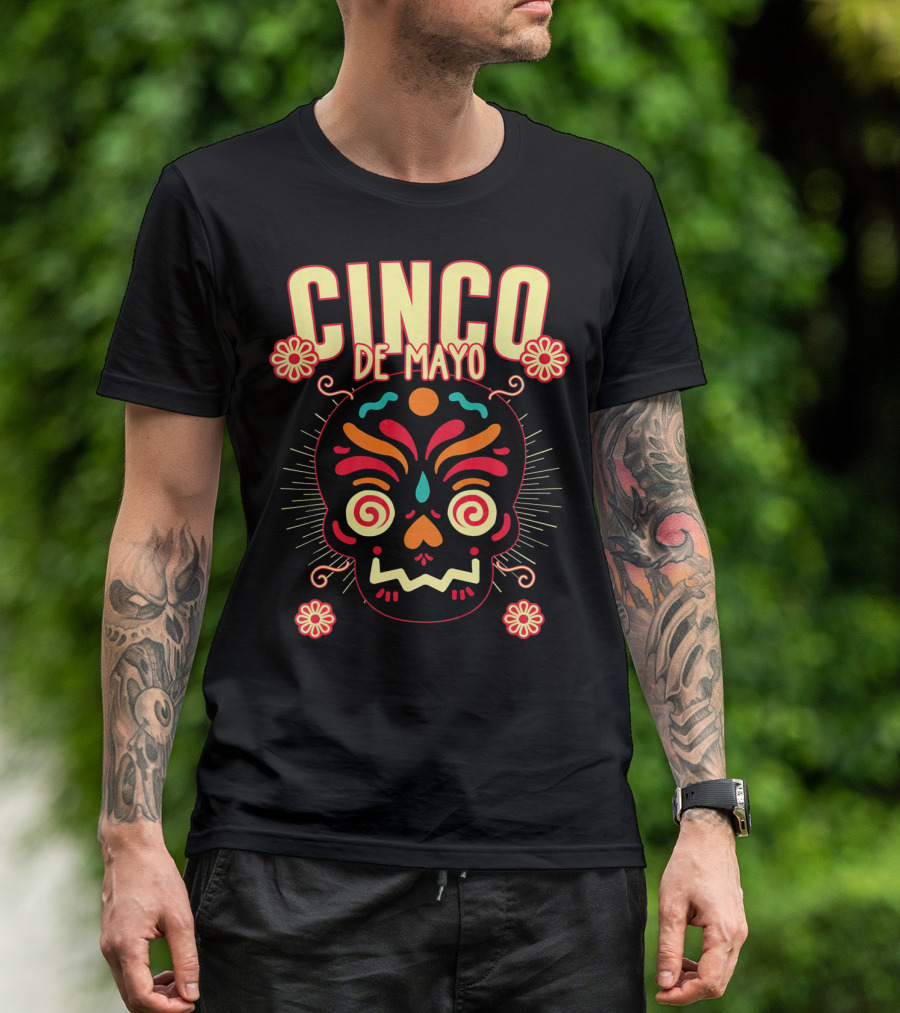 Cinco De Mayo Skull Design For Senor Senora And Sen T-Shirt