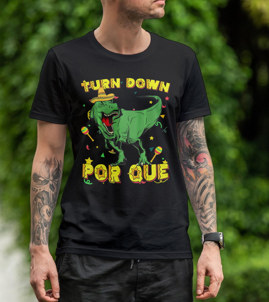 Turn Down Por Que Sombrero Rex Dinosaur Fiesta T-Shirt