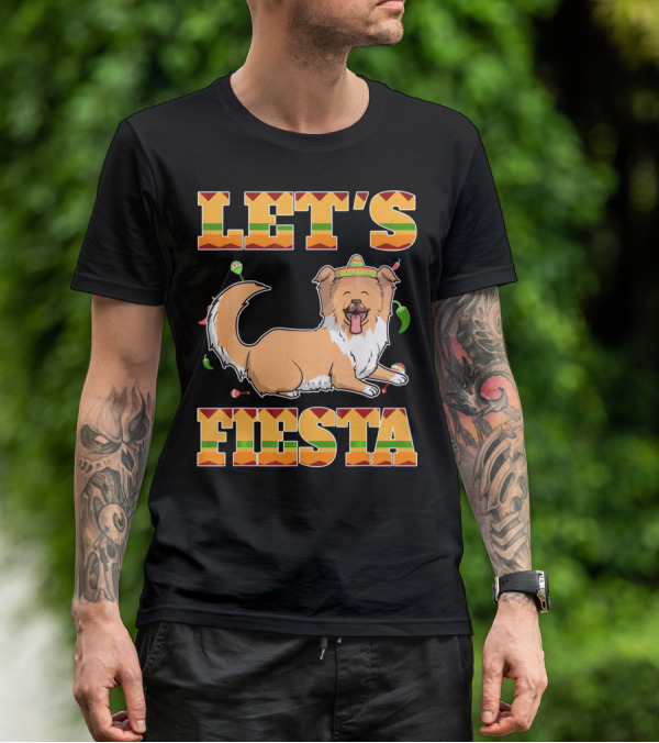 Let's Fiesta Rough Collie Dog Cinco De Mayo T-Shirt