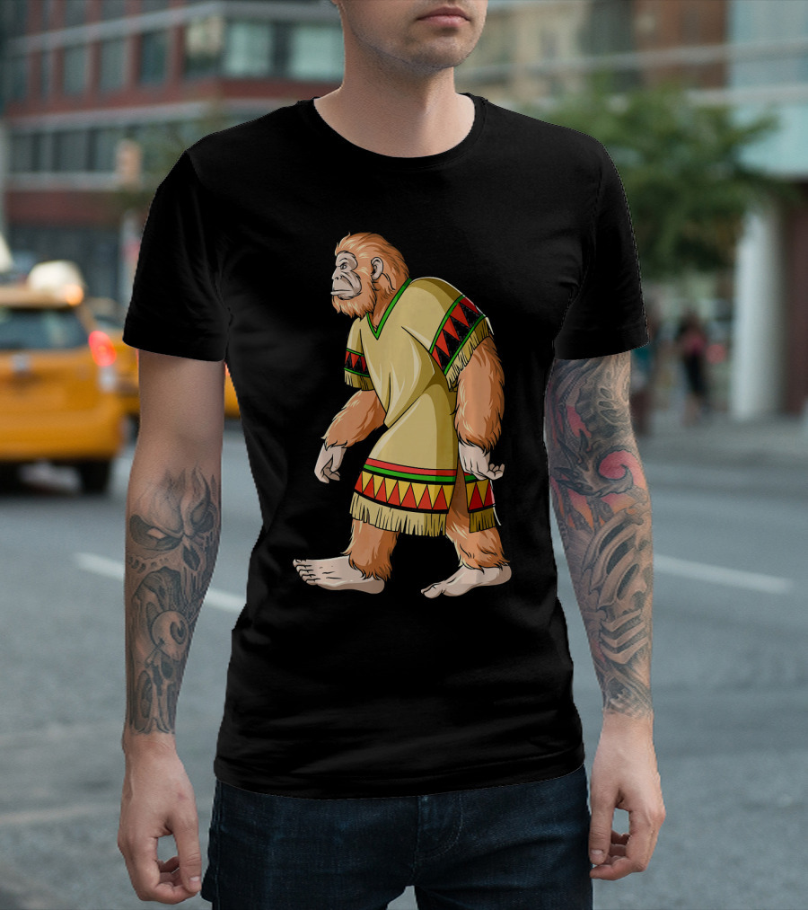 Bigfoot Sasquatch in Mexican Poncho Cultural Attire T-Shirt