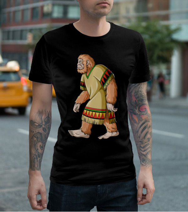 Bigfoot Sasquatch In Mexican Poncho Cultural Attire T-Shirt