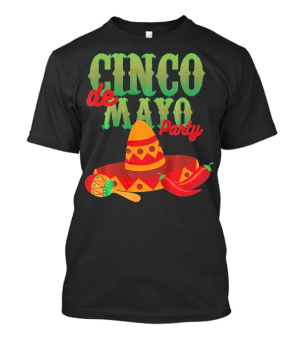 Cinco De Mayo Party Sombrero Maracas Peppers T-Shirt