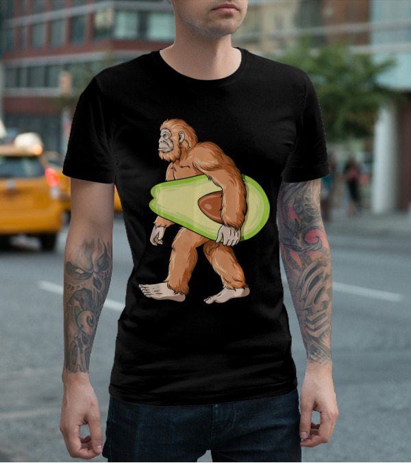 Bigfoot Carrying Avocado Sasquatch Cinco De Mayo Humor T-Shirt