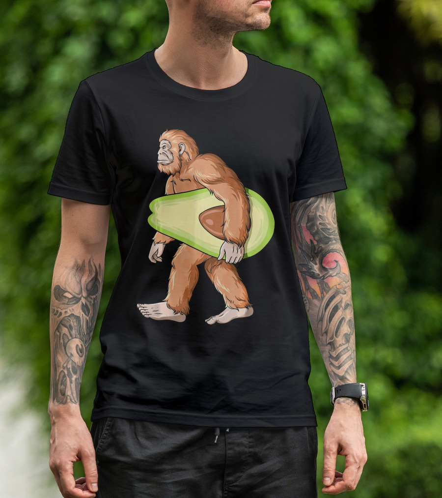 Bigfoot Carrying Avocado Sasquatch Cinco De Mayo Humor T-Shirt
