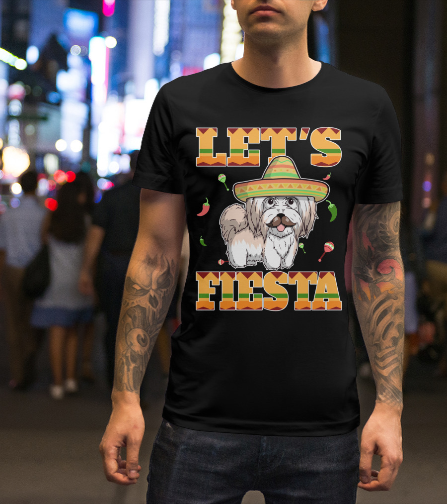 Let's Fiesta Havanese Dog With Sombrero And Peppers T-Shirt