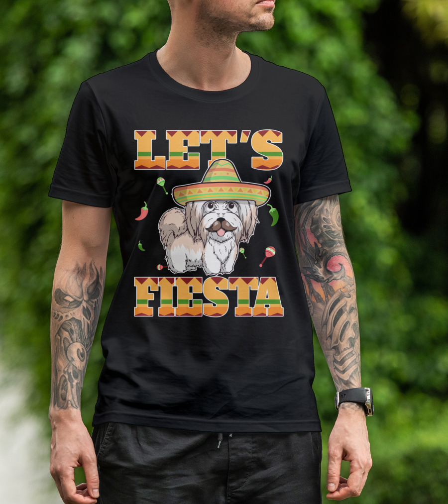 Let's Fiesta Havanese Dog With Sombrero And Peppers T-Shirt