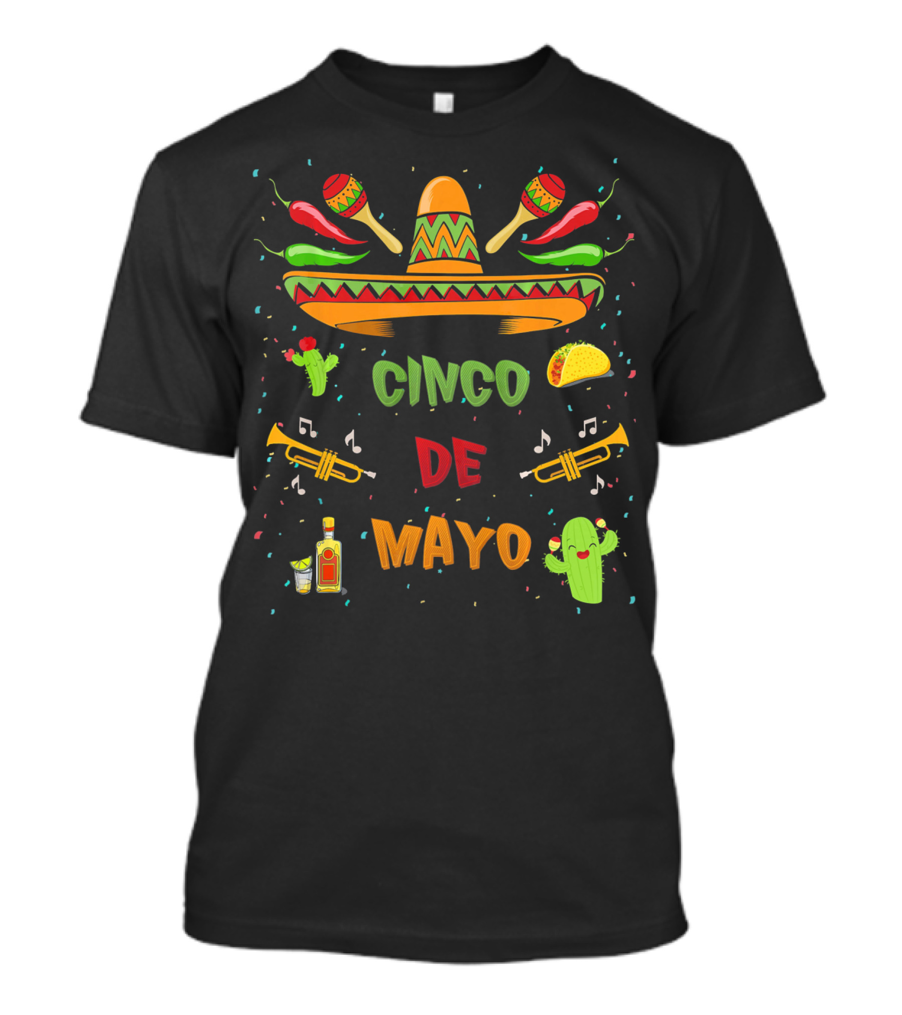 Cinco De Mayo Sombrero Maracas Taco Fiesta T-Shirt