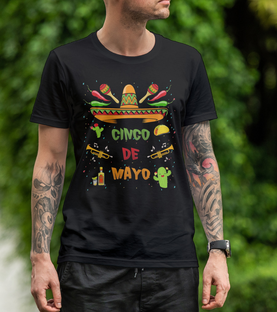 Cinco De Mayo Sombrero Maracas Taco Fiesta T-Shirt