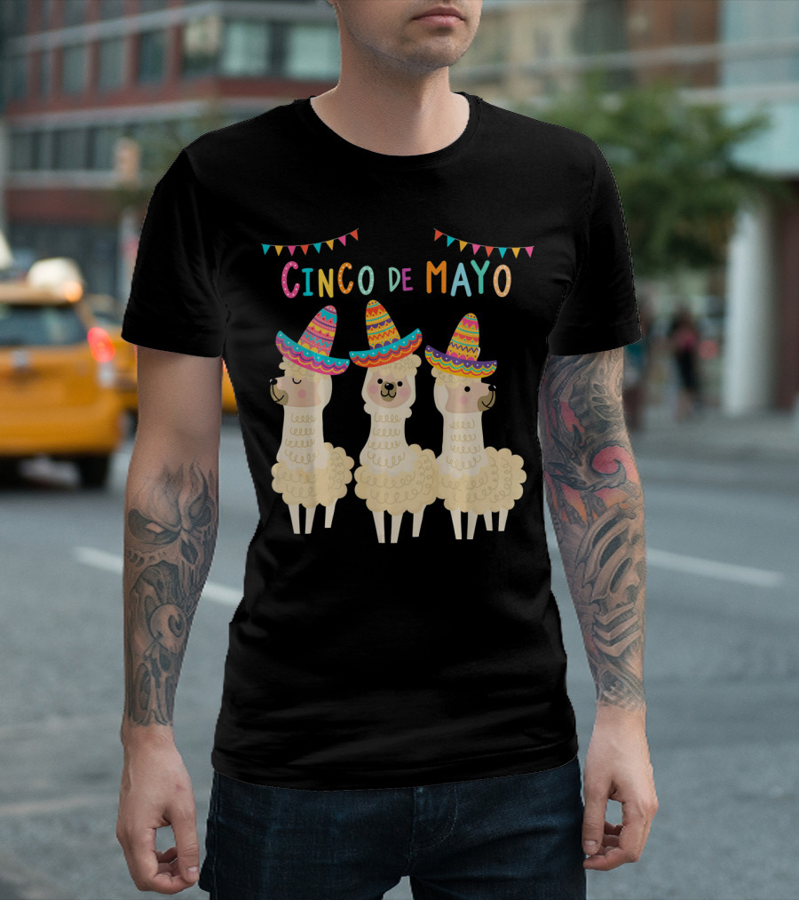 No probLlama Cinco De Mayo Llamas in Sombreros T-Shirt