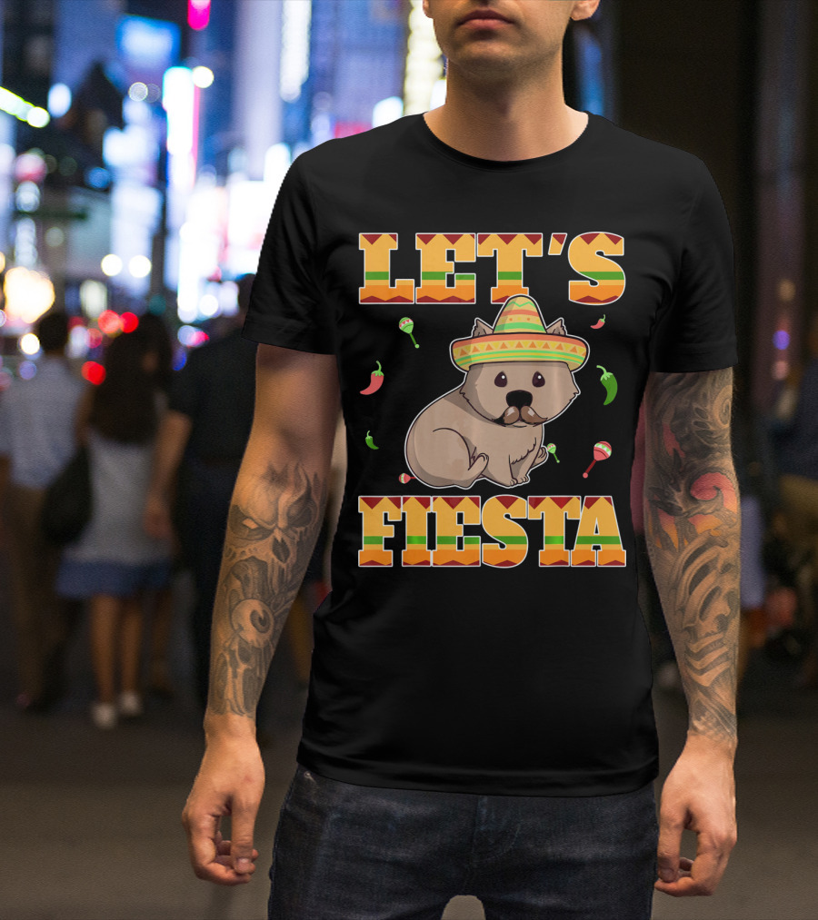 Let's Fiesta Wombat Wearing Sombrero Maracas Peppers Cinco De Mayo Mexican T-Shirt