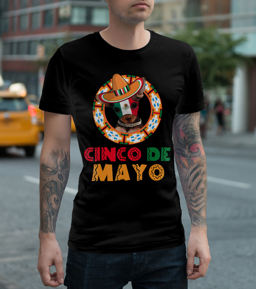 Cinco De Mayo Dog Chihuahua Mexican Sombrero T-Shirt