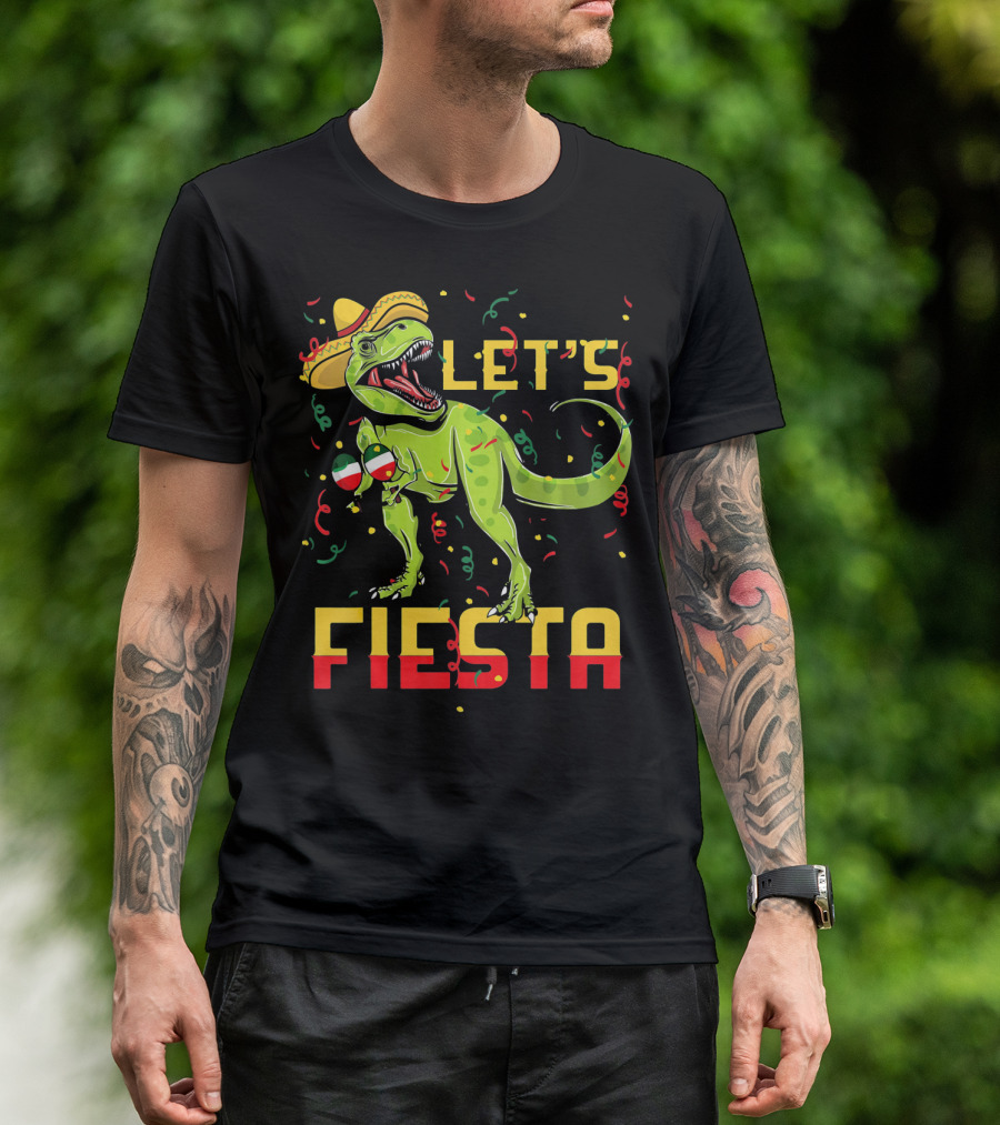 T Rex Cinco De Mayo Let's Fiesta T-Shirt
